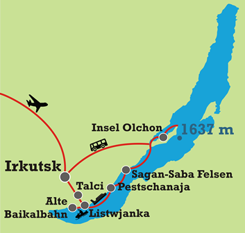 Private tour Baikal Winter Map